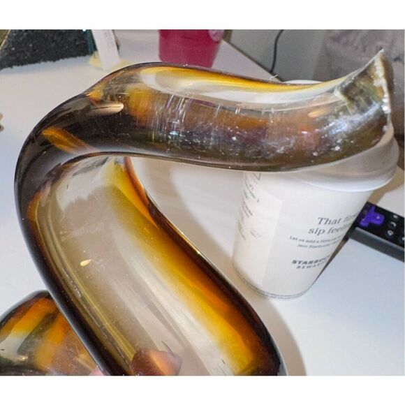 Brown black glass snake shape Murano style - Picture 7 of 13